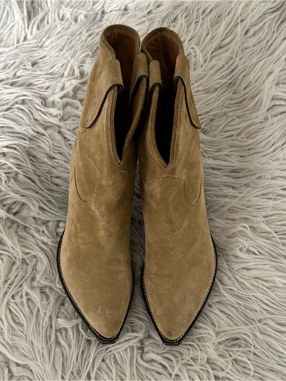 Isabel Marant Leyane Suede Taupe Western High-Heeled Cowboy Boots Size EU 39 - Picture 7 of 12